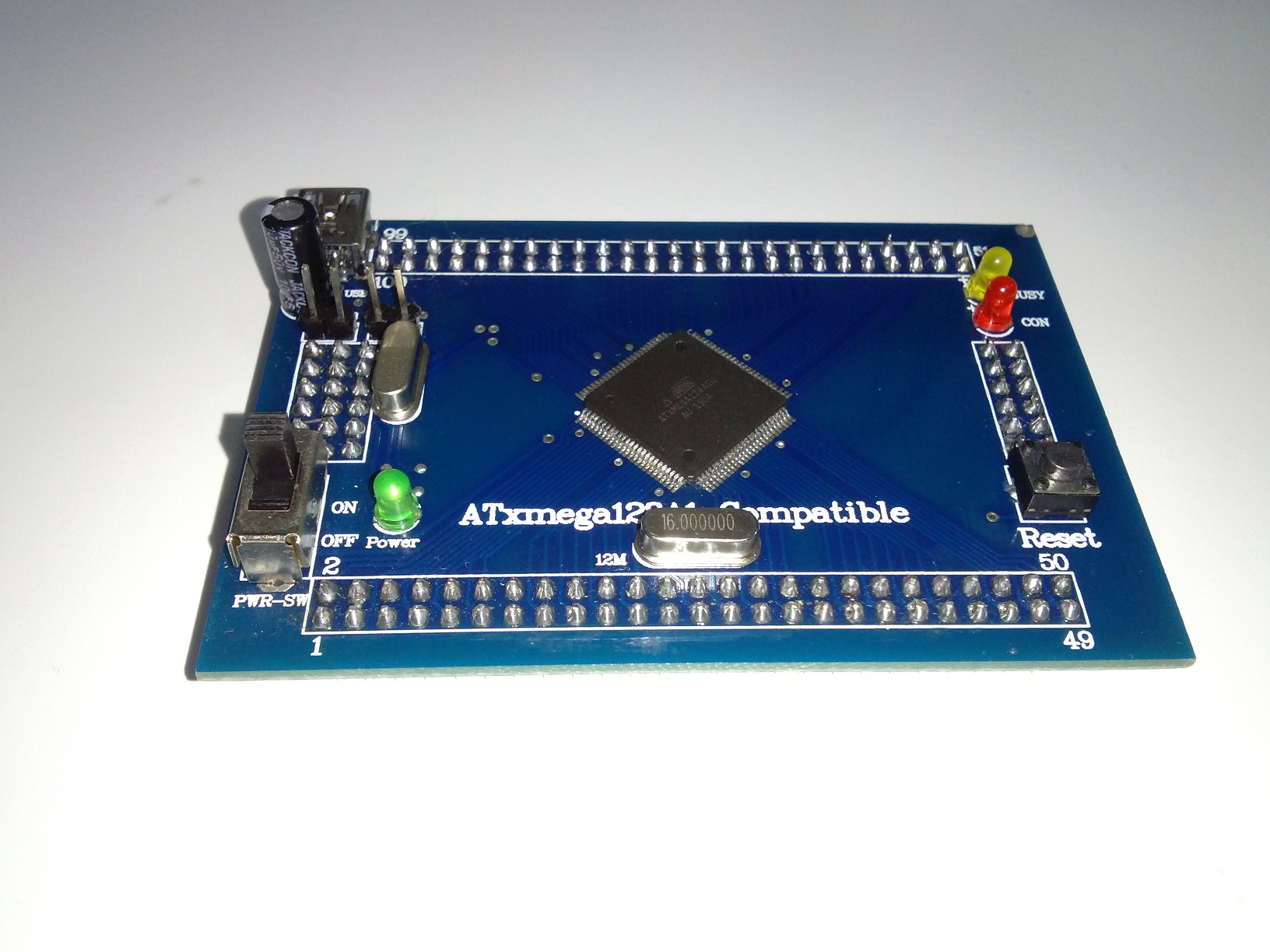 ماژول بورد پردازنده ATXmega سری ATXmega128 با پروگرامر USB برای آزمایشگاه ریزپردازنده، میکروکنترلر، معماری کامپیوتر، الکترونیک دیجیتال، مدار منطقی، FPGA